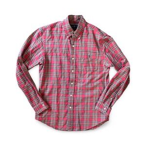 Ralph Lauren Polo Oxford Button Up Red Plaid Long Sleeve Men's Medium Slim Fit